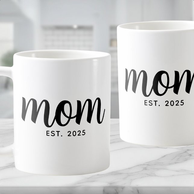 Mum Established Black Script New Mum Gift Coffee Mug (Creator Uploaded)