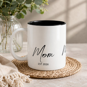 Mum Established Black Script New Mum Gift Two-Tone Coffee Mug