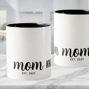 Mum Established Black Script New Mum Gift Two-Tone Coffee Mug