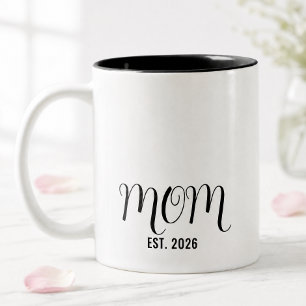 Mum Established Black Script New Mum Gift Two-Tone Coffee Mug