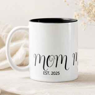 Mum Established Black Script New Mum Gift  Two-Tone Coffee Mug