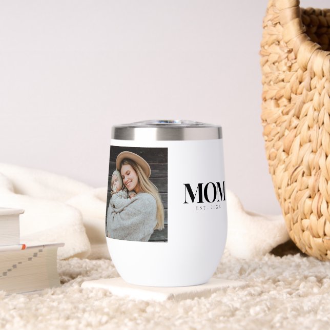 Mum Established Black Typography Photo Gift (Living Room (Rotated))