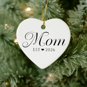 Mum Established Black White New Mum Gift Ceramic Ornament