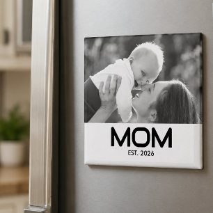 Mum Established Black White Photo Gift Magnet