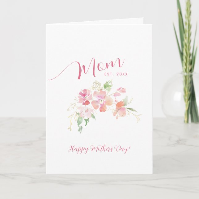 Mum Established Blush Pink Floral Mother's Day Card (Front)