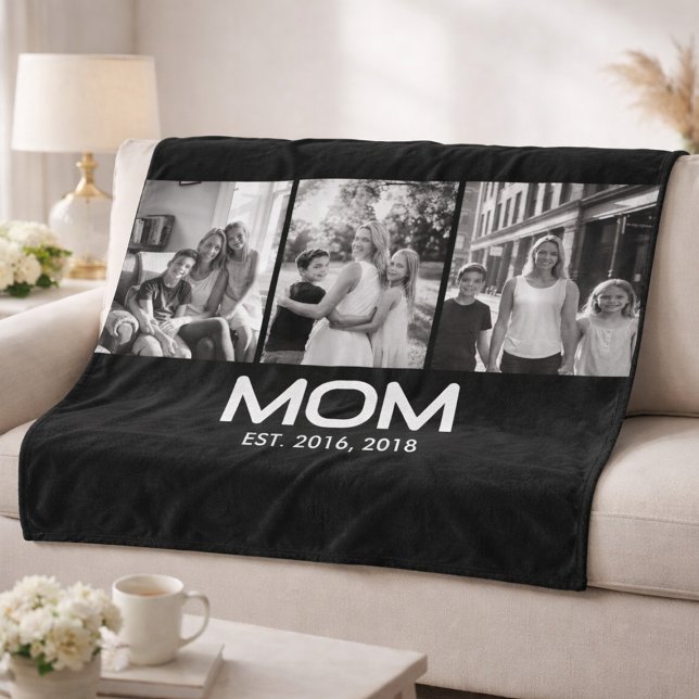 Mum Established Bold Black 3 Photo  Fleece Blanket (Creator Uploaded)