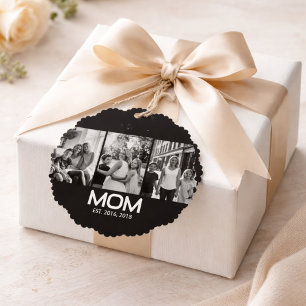 Mum Established Bold Black 3 Photo  Tree Decoration Card
