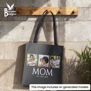 Mum Established Caps Black 3 Photo Tote Bag