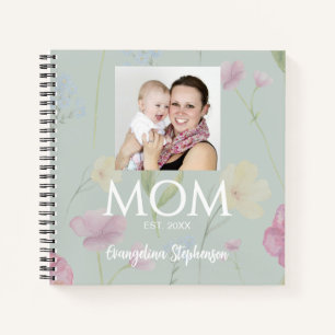 Mum Established Caps Green Wildflower New Mum Notebook
