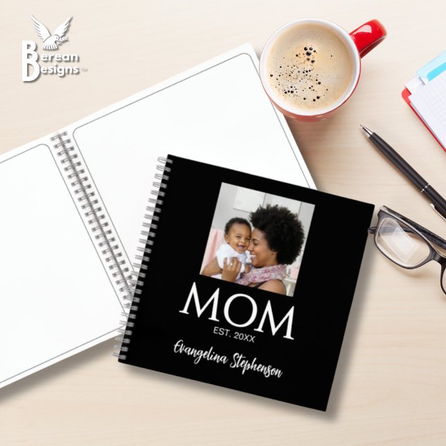 Mum Established Caps Journal for Moms (MOM ESTABLISHED Photo Notebook with customizable photo and year. Ideal gift for Mother's Day. )