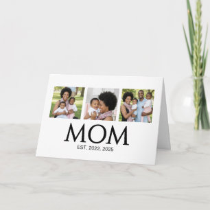 Mum Established Caps White 3 Photo Mothers Day Holiday Card