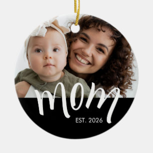 Mum Established Caps White Custom Year New Mama Ceramic Ornament