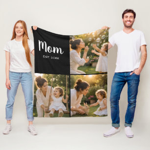 Mum Established Cosy Photo Memory Gift Fleece Blanket