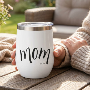 Mum Established Custom Year White Chic