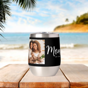 Mum Established Date Black Photo White Script Gift