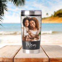 Mum Established Date Black Photo White Script Gift