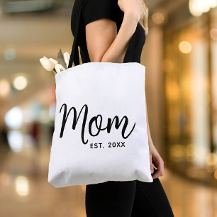 Mum Established Date Black Script New Mum Gift Tote Bag