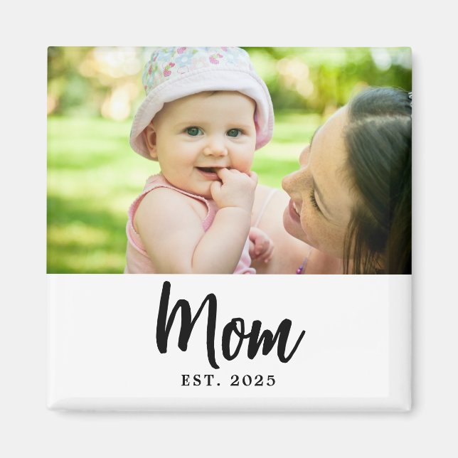 Mum Established Date Photo Gift Magnet (Front)