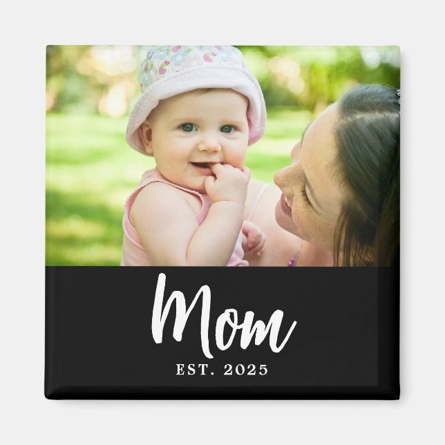 Mum Established Date Photo Gift Magnet (Front)