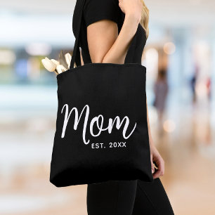 Mum Established Date White Script New Mum Gift Tote Bag