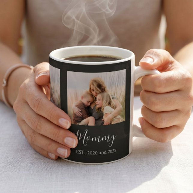 Mum Established Elegant Photo Script Black Coffee Mug (Creator Uploaded)