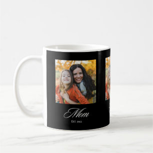 Mum Established Elegant Script Black 3 Photo Coffee Mug