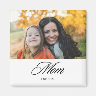 Mum Established Elegant Script Photo Gift Magnet