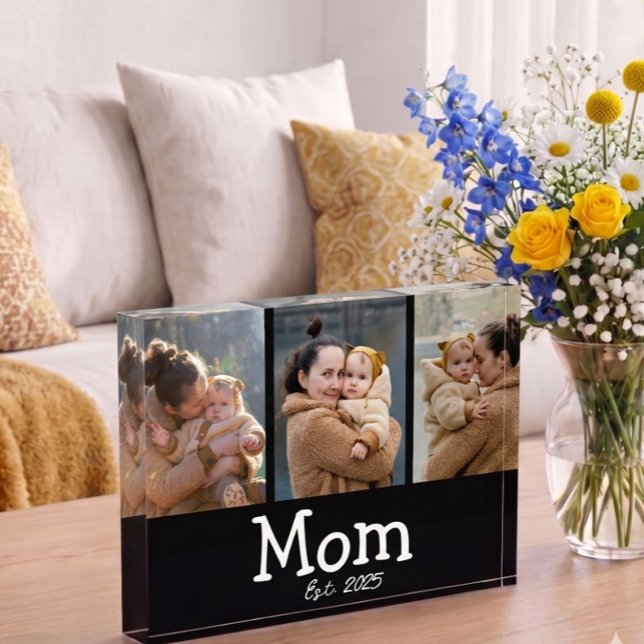 Mum Established Fun Bold Text 3 Photo Black Block (Creator Uploaded)