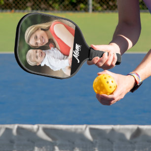Mum Established Fun Script Photo Pickleball Paddle