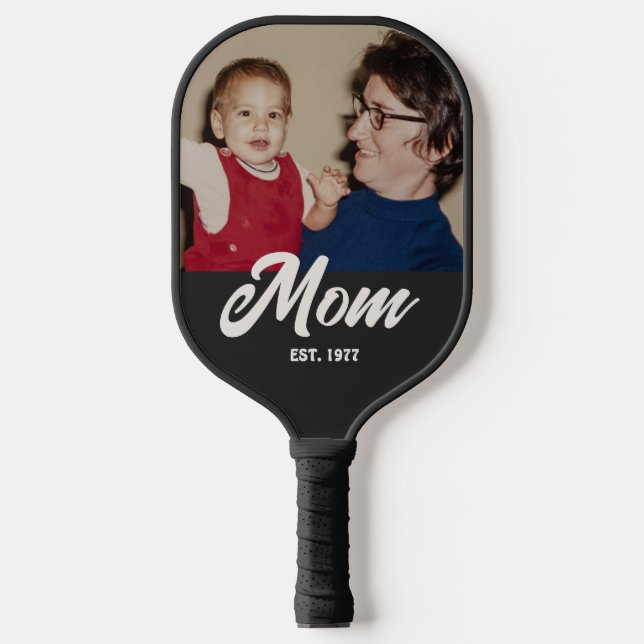 Mum Established Fun Script Photo Pickleball Paddle (Front)
