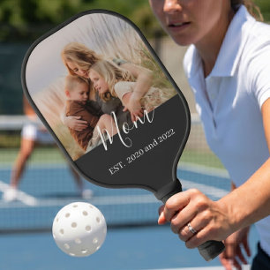 Mum Established Fun Script Photo Pickleball Paddle
