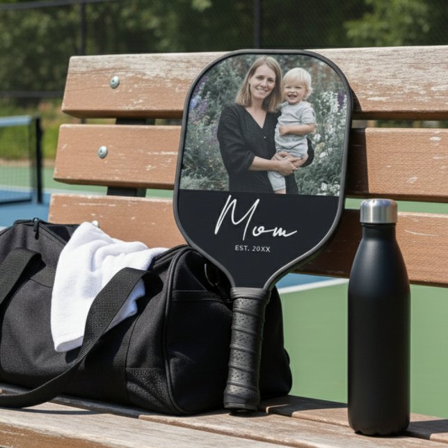 Mum Established Fun Script Photo Pickleball Paddle (Creator Uploaded)