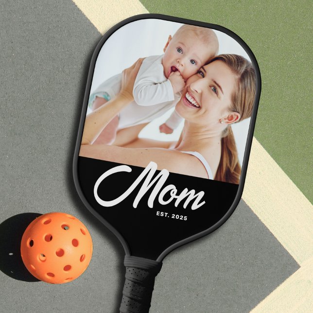 Mum Established Fun Script Photo Pickleball Paddle (Creator Uploaded)