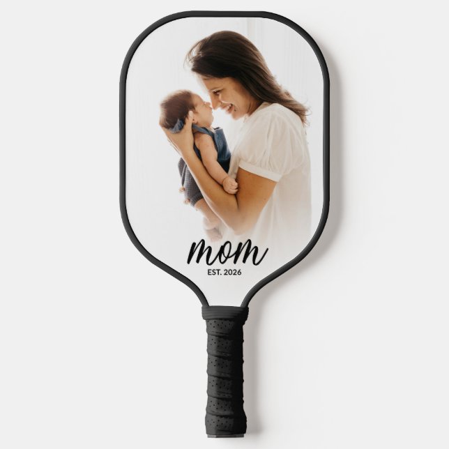 Mum Established Fun Script Photo Pickleball Paddle (Front)