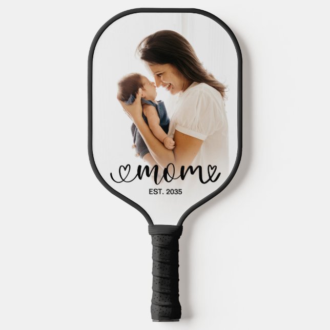 Mum Established Fun Script Photo Pickleball Paddle (Front)