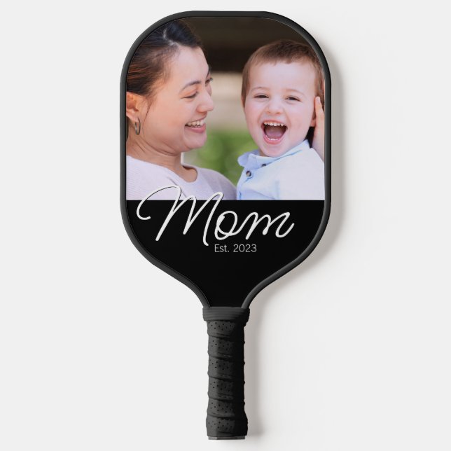 Mum Established Fun Script Photo Pickleball Paddle (Front)
