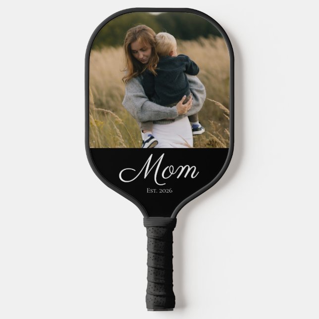 Mum Established Fun Script Photo Pickleball Paddle (Front)