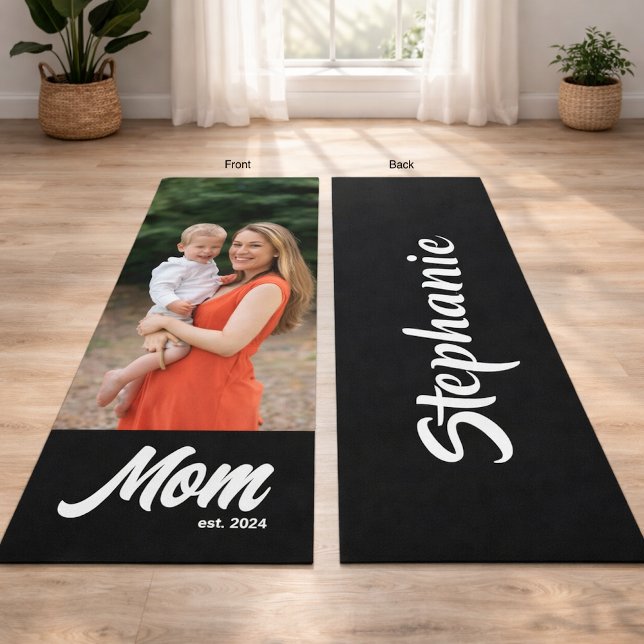 Mum Established Fun Script Photo Yoga Mat (Creator Uploaded)