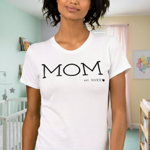 Mum Established Heart Black Minimal T-Shirt