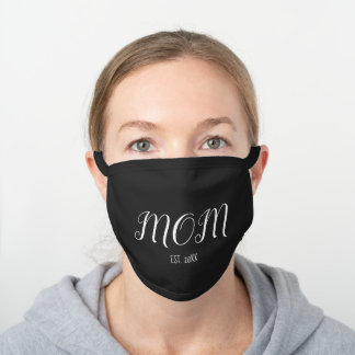 Mum Established in Anniversary Year Black Cotton Face Mask