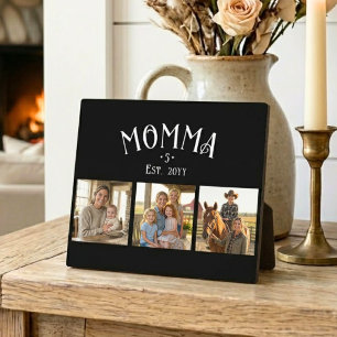 Mum Established Kid Count Chic Black 3 Photo Plaque