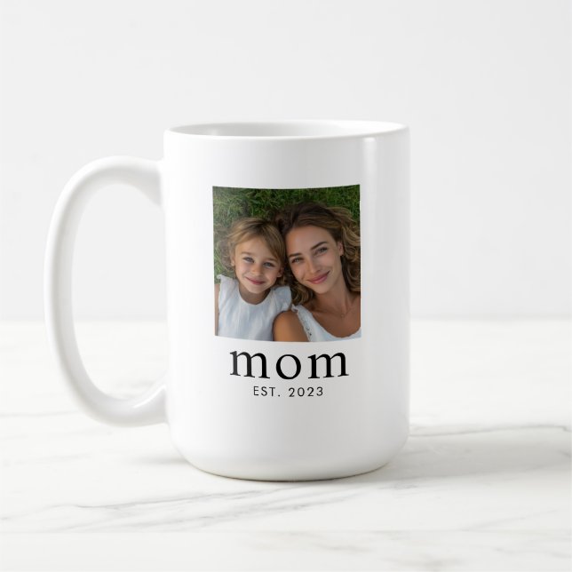 Mum Established Modern Black 2 Photo  Coffee Mug (Left)