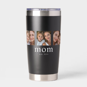 Mum Established Modern Black 3 Photo Insulated Tumbler