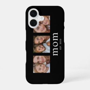 Mum Established Modern Black 3 Photo iPhone 16 Case