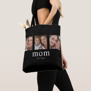 Mum Established Modern Black 3 Photo Tote Bag