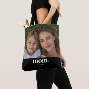 Mum Established Modern Black Photo Tote Bag