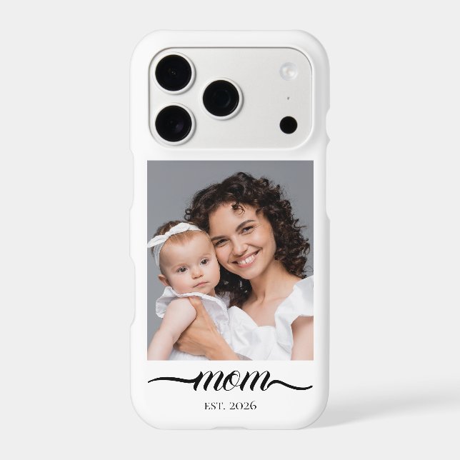 Mum Established Modern Black Script Photo Elegant  (Back)