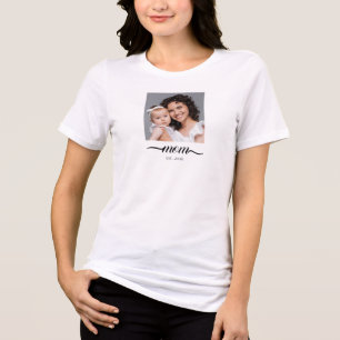 Mum Established Modern Black Script Photo Elegant  Tri-Blend Shirt