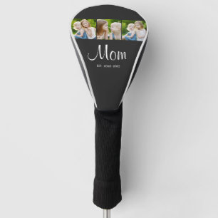Mum Established Modern Bold Script Black 3 Photo Golf Head Cover
