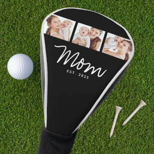 Mum Established Modern Bold Script Black 3 Photo Golf Head Cover